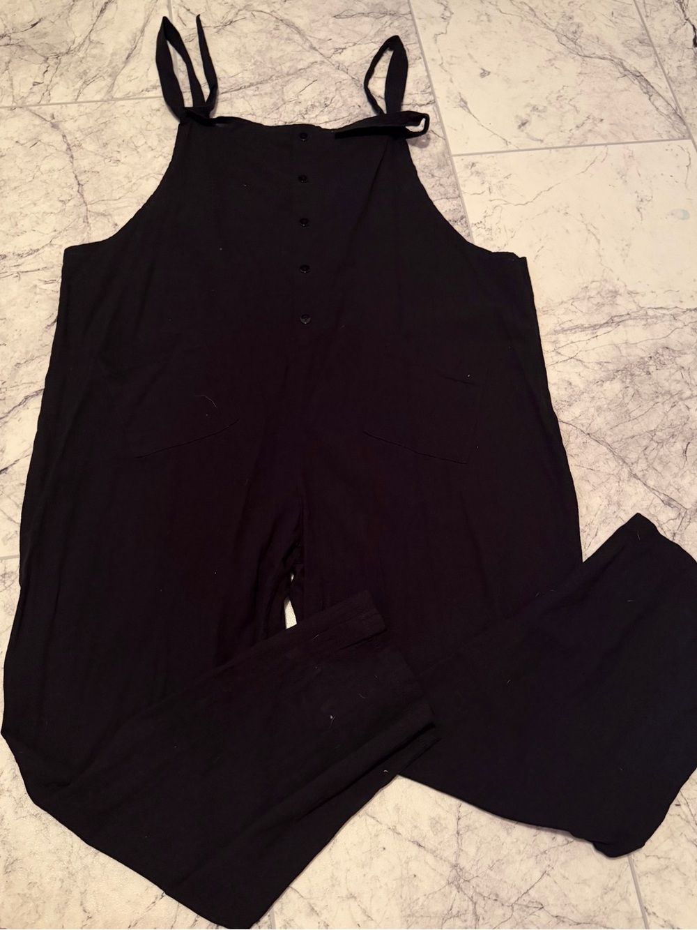 Women's Black Button-Front Jumpsuit